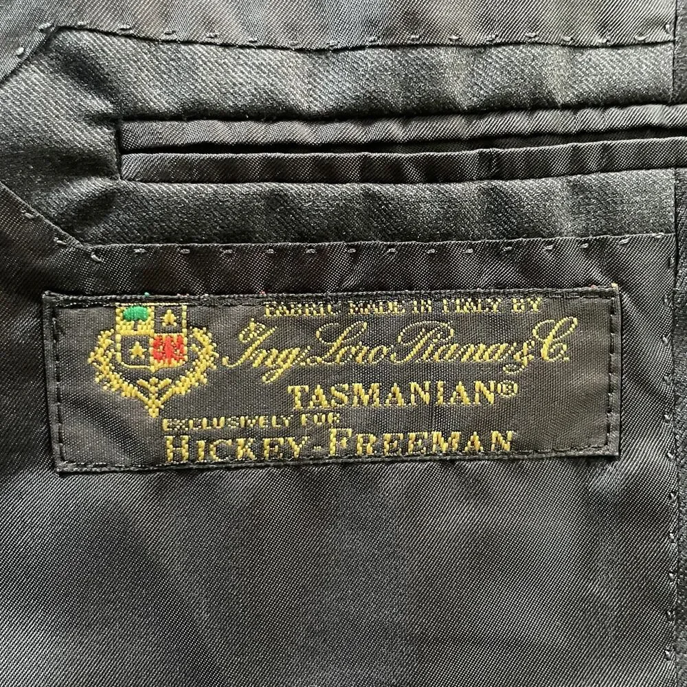 Hickey Freeman Suit Jacket Mens 44 R Gray Loro Piana Tasmanian Wool Modern USA